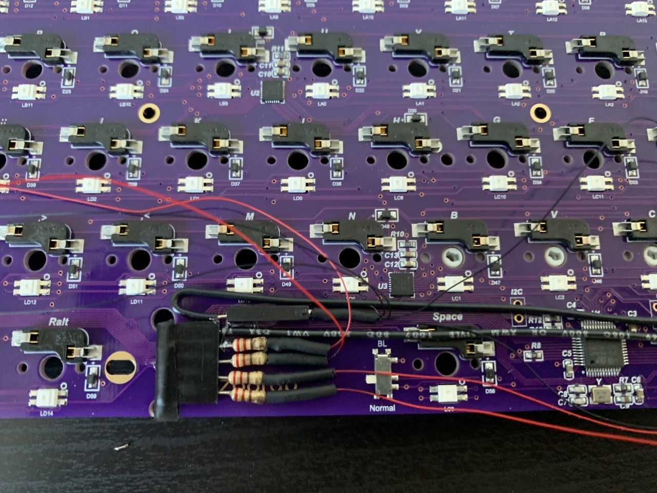 Connectors fit into an empty space on the board with enough room to mount the PCB in the case
