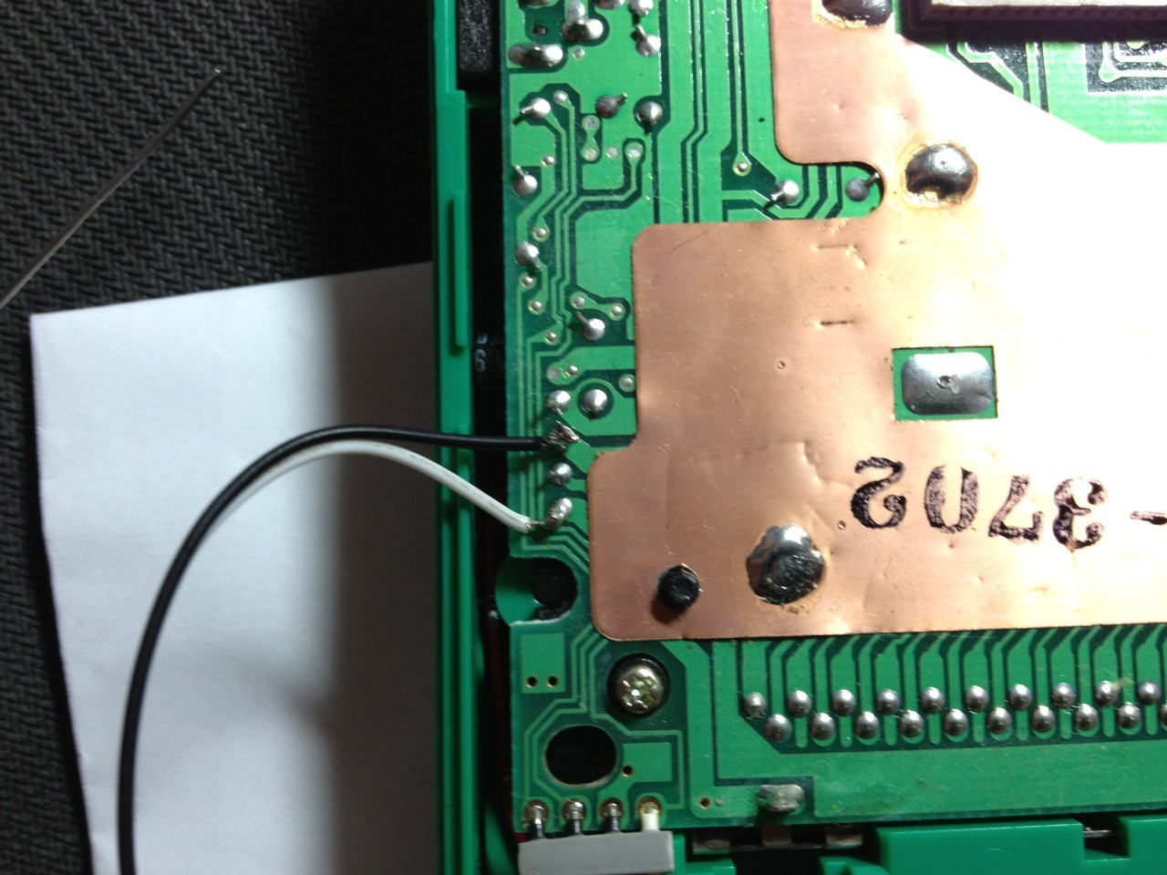 Soldered power wires to the back circuit board