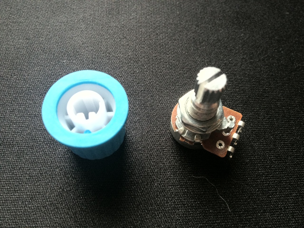 These knurled shaft potentiometers don't fit the D-shaft knobs, but nothing a Dremel, some scrap plastic and glue can't fix.